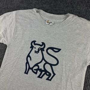 VTG The Cotton Exchange Mens Gray Merrill Lynch Bull Graphic T-Shirt USA Small